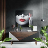 Lips Brushed Aluminium Dibond Wall Art.
